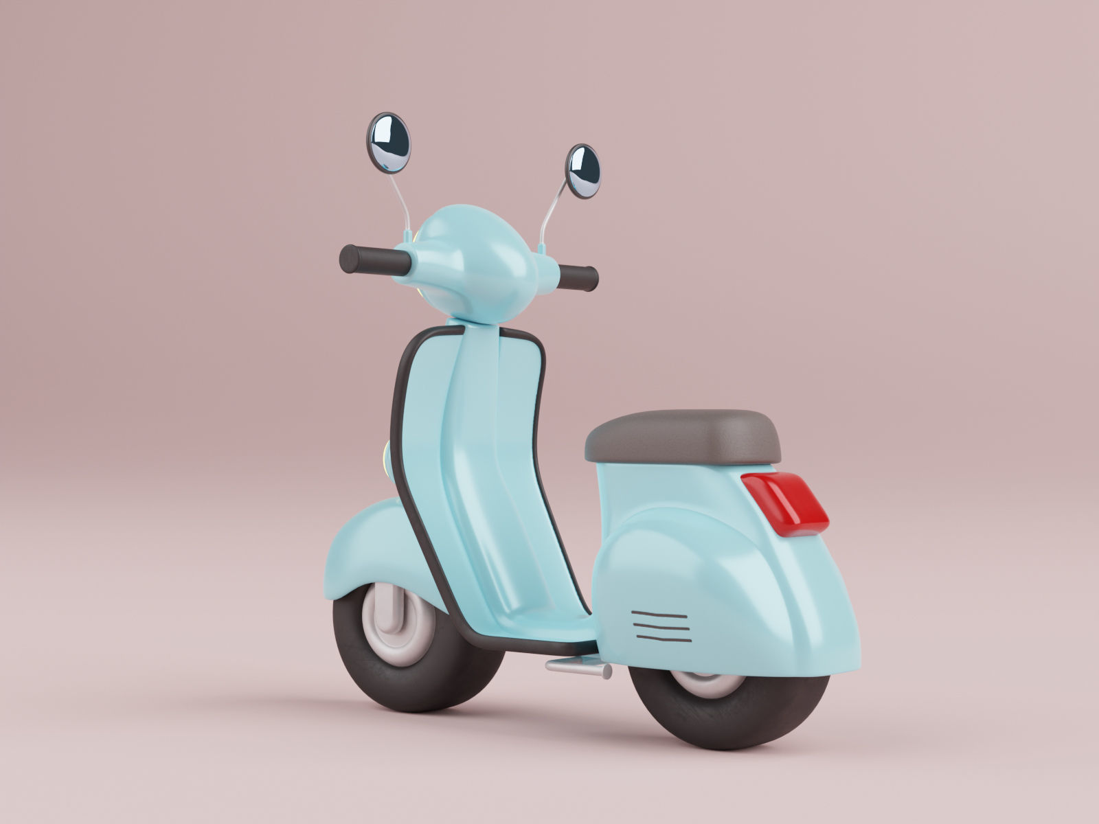 Cartoon Scooter Rigged 3D model_4