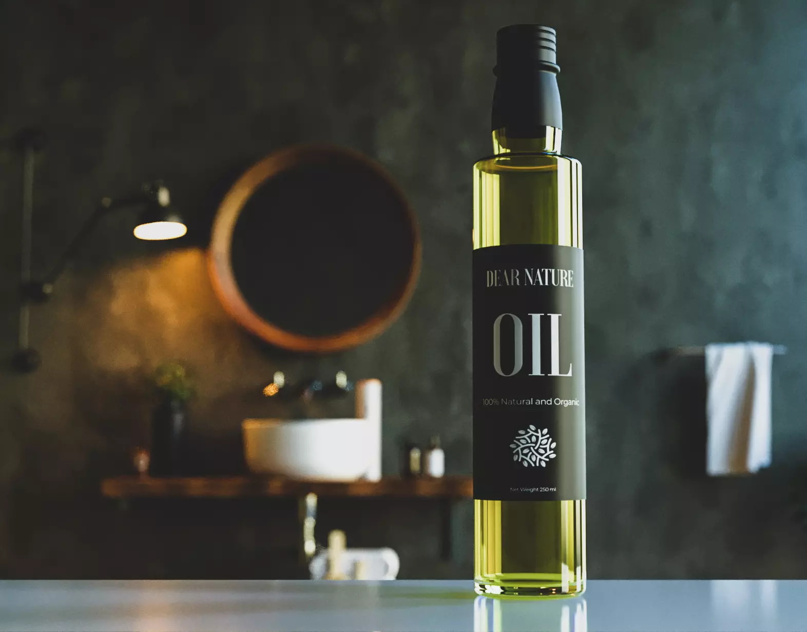 Oilve Oil Bottle Render Ready Scene Free low-poly 3D model