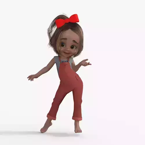 Cartoon Little Girl Rigged