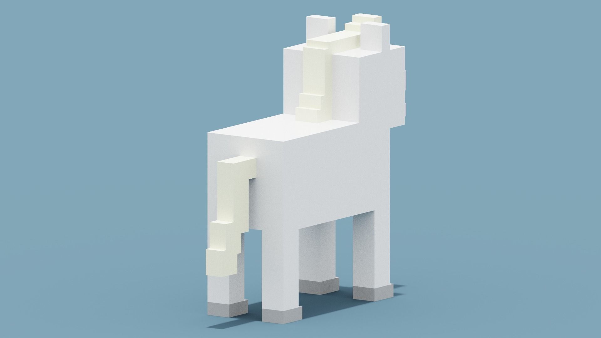 Voxel White Horse Low-poly 3D model_5