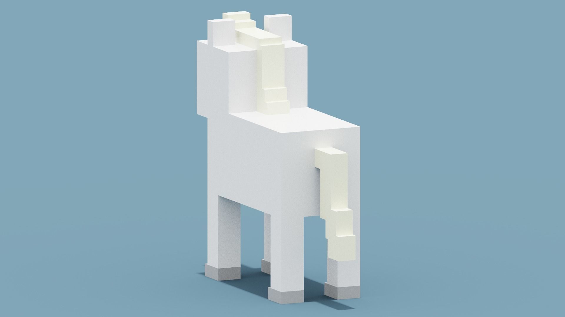 Voxel White Horse Low-poly 3D model_3