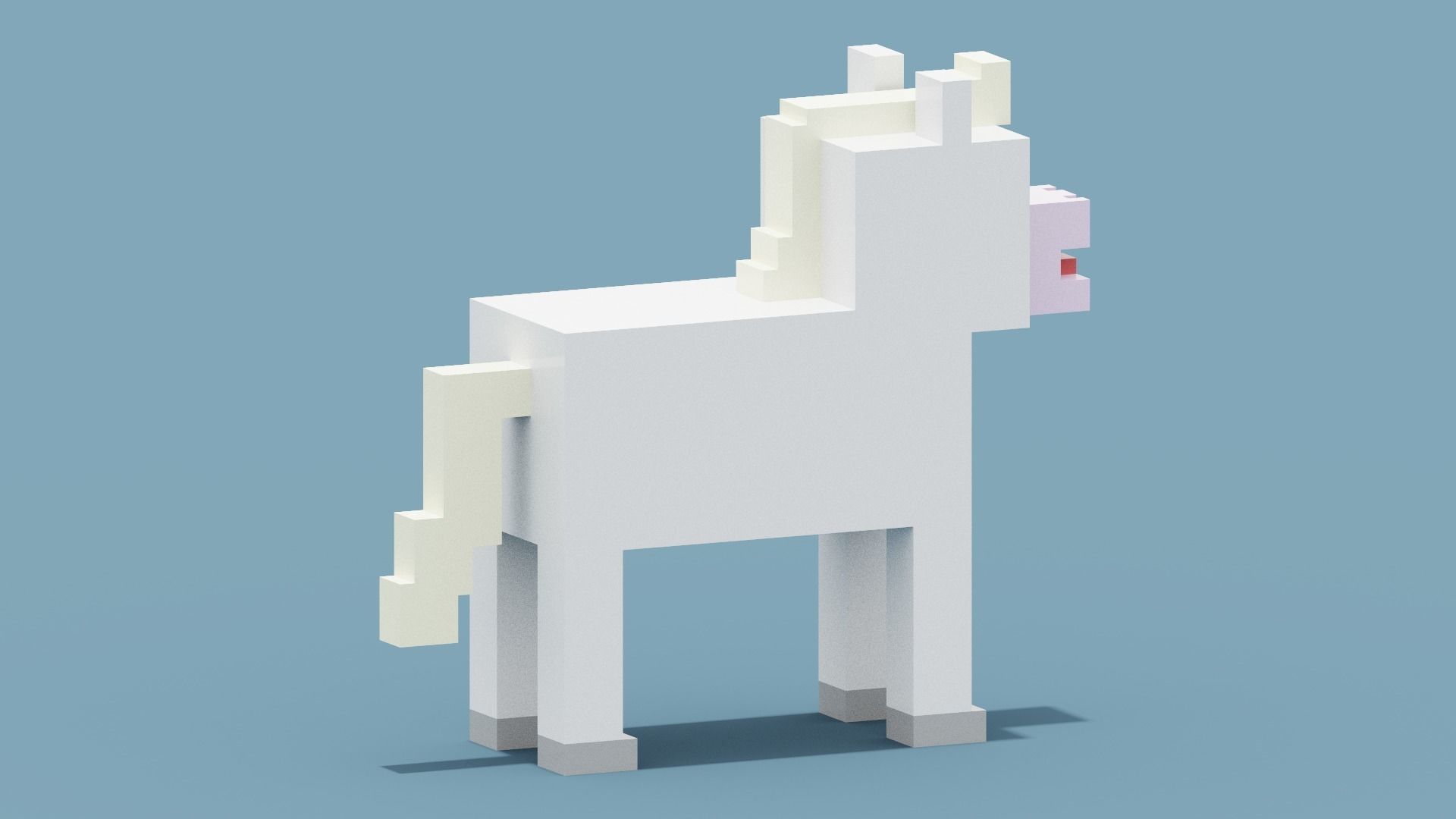 Voxel White Horse Low-poly 3D model_6