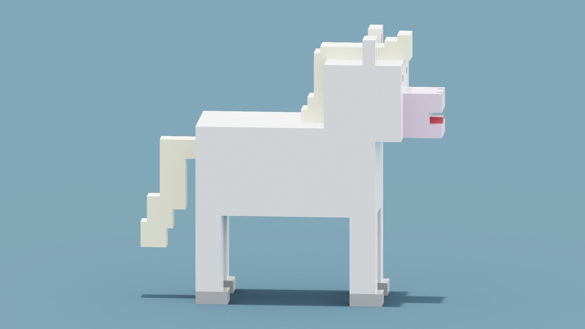 Voxel White Horse Low-poly 3D model_7