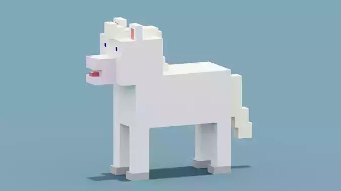 Voxel White Horse