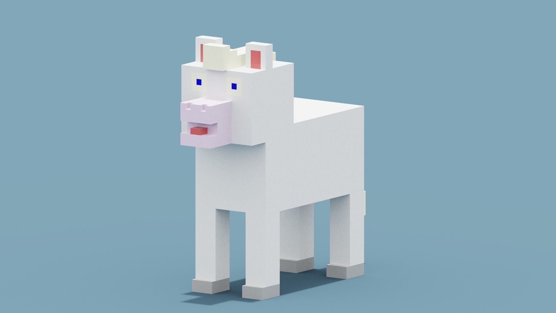 Voxel White Horse Low-poly 3D model_11