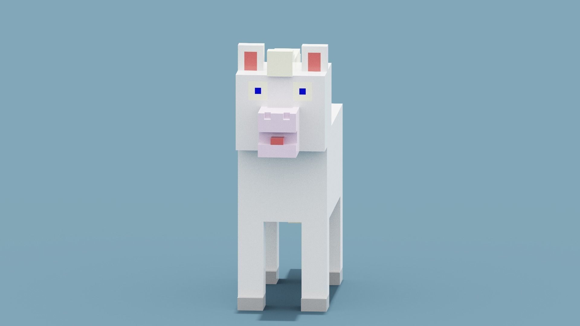 Voxel White Horse Low-poly 3D model_10