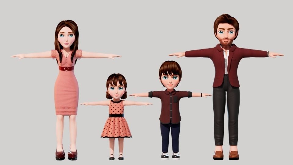 Cartoon Family 3D Model Collection_1