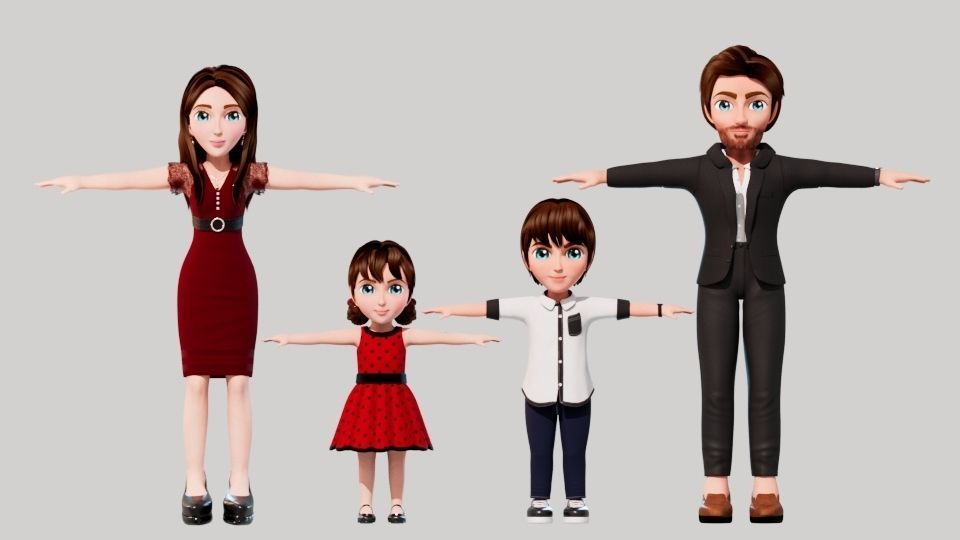 Cartoon Family 3D Model Collection_2