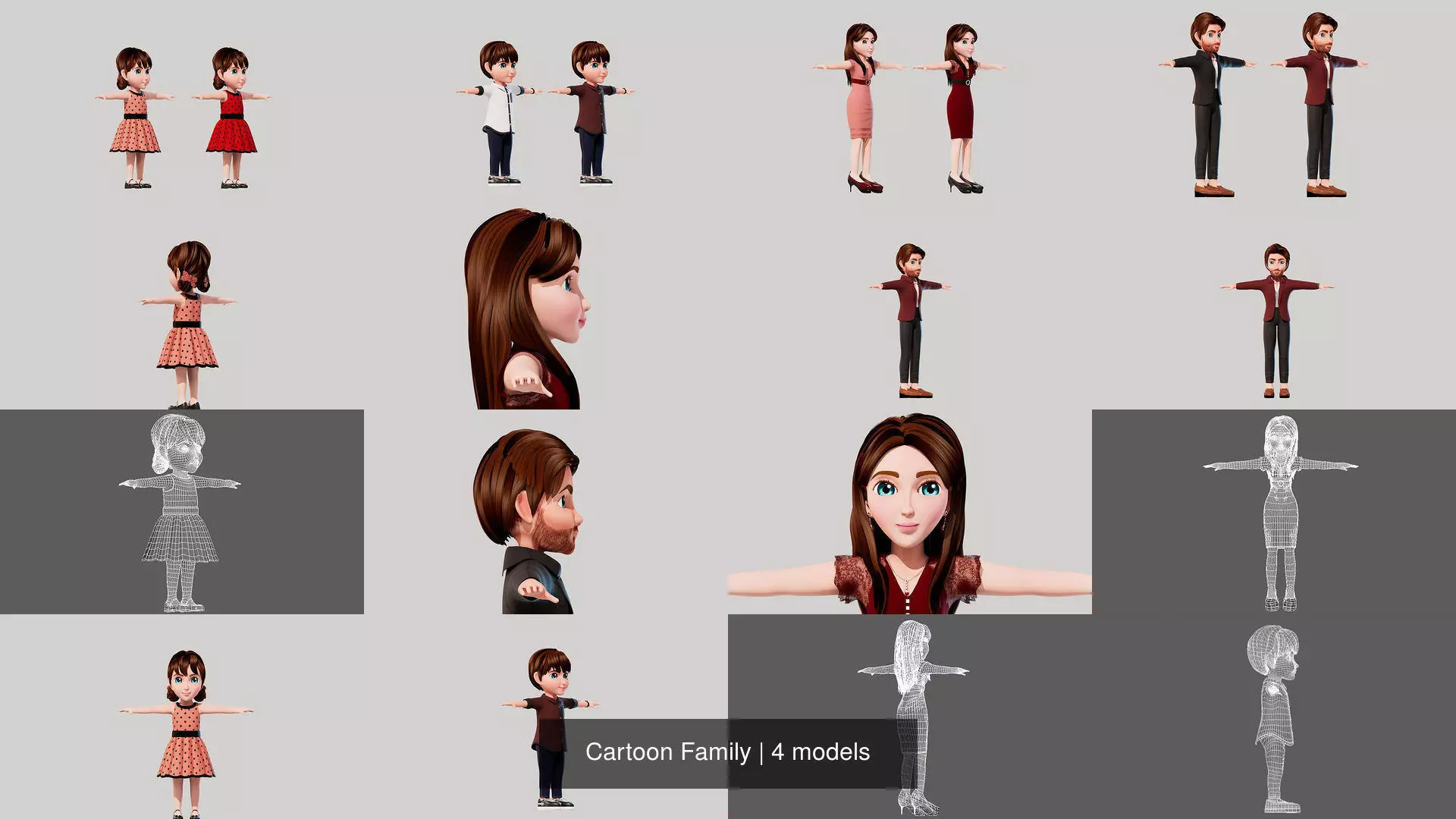 Cartoon Family 3D Model Collection_0
