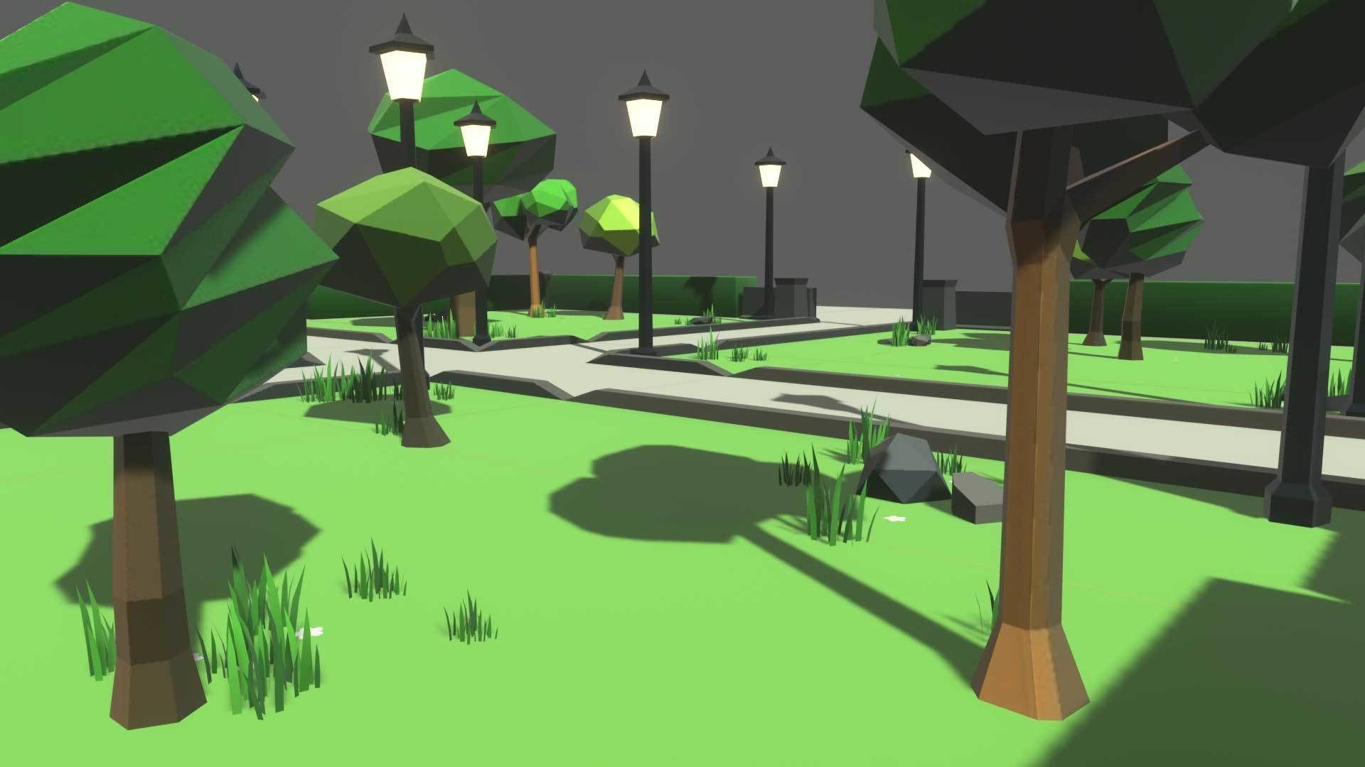 Cartoon 3d Stylized Park Game Ready with Modulation Low-poly 3D model_3