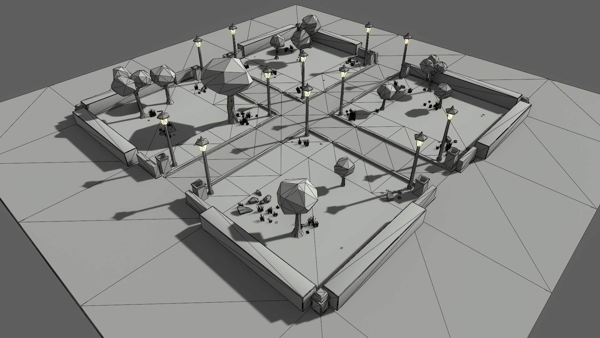 Cartoon 3d Stylized Park Game Ready with Modulation Low-poly 3D model_10