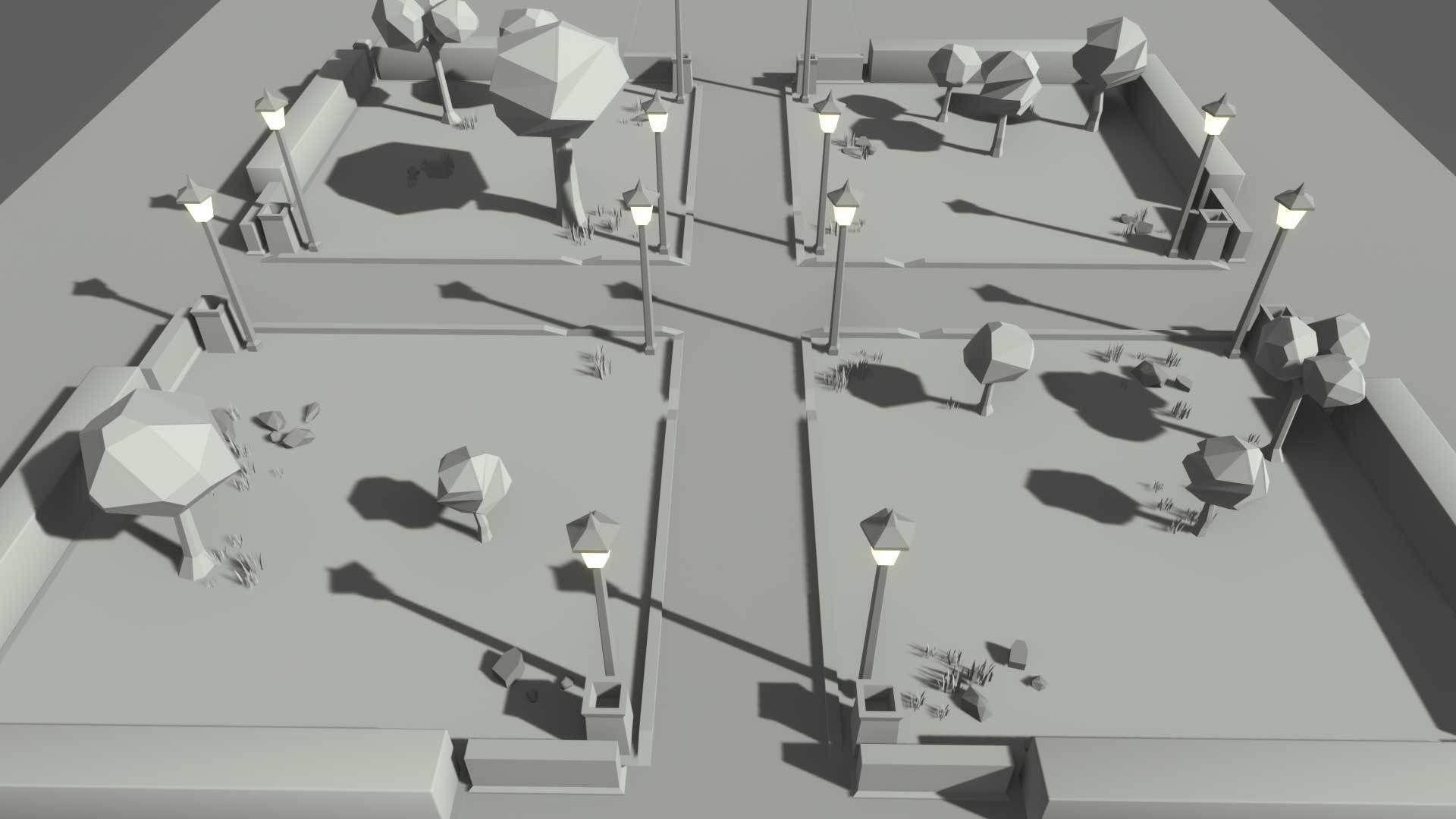 Cartoon 3d Stylized Park Game Ready with Modulation Low-poly 3D model_8