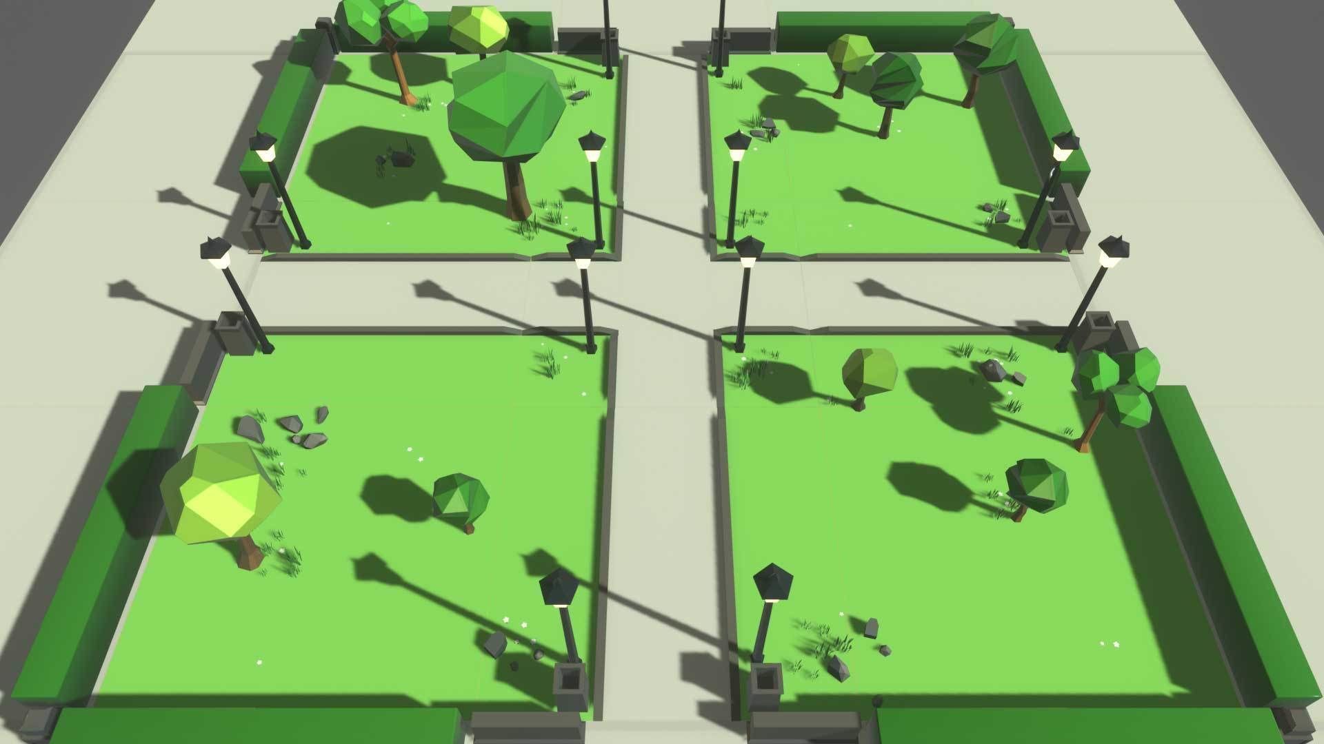 Cartoon 3d Stylized Park Game Ready with Modulation Low-poly 3D model_4