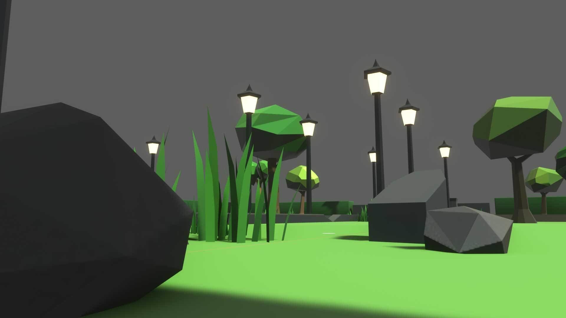 Cartoon 3d Stylized Park Game Ready with Modulation Low-poly 3D model_5