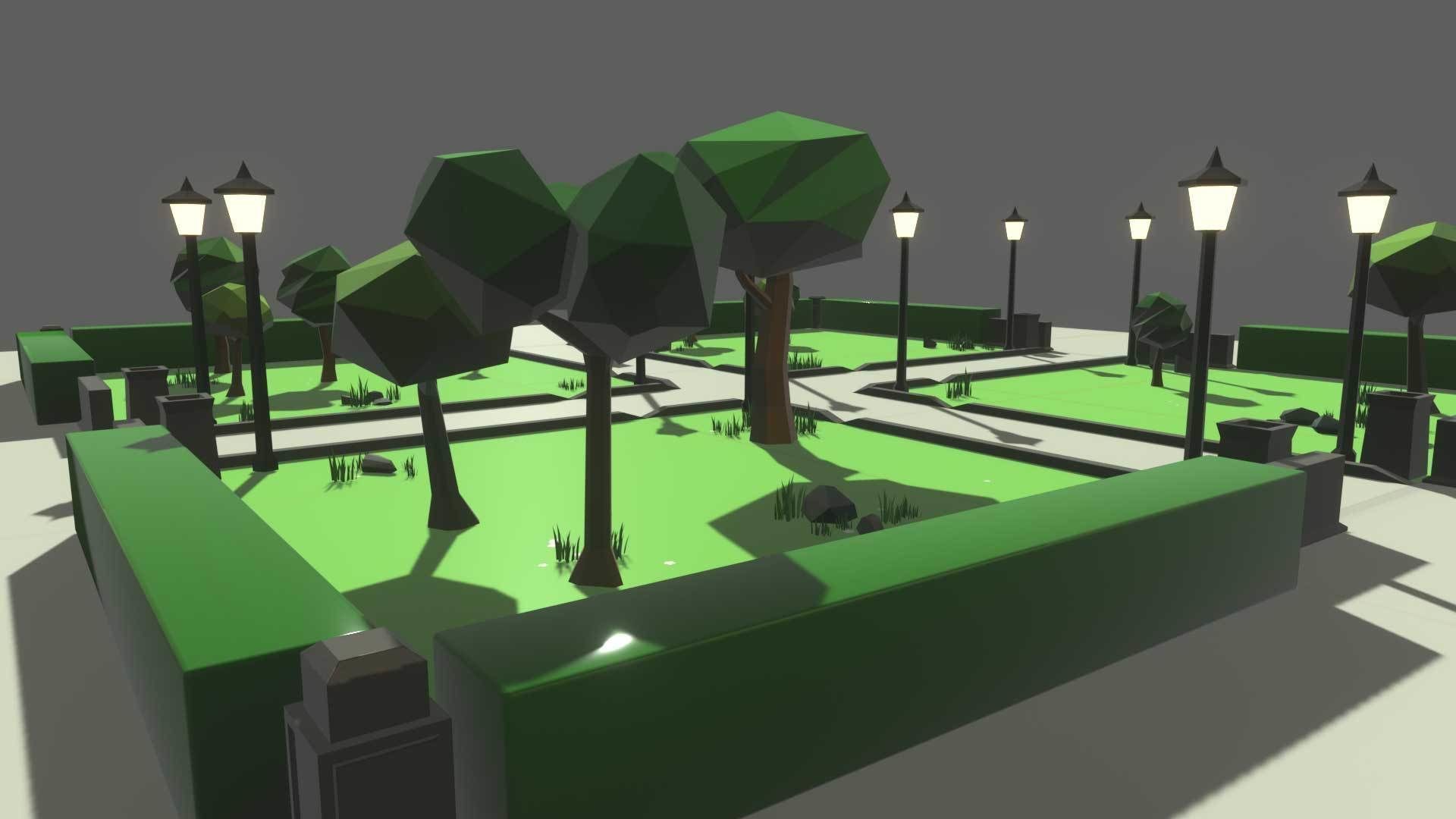 Cartoon 3d Stylized Park Game Ready with Modulation Low-poly 3D model_2