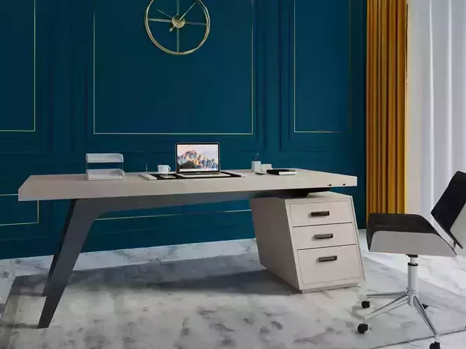 modern wood  pc table  3D model