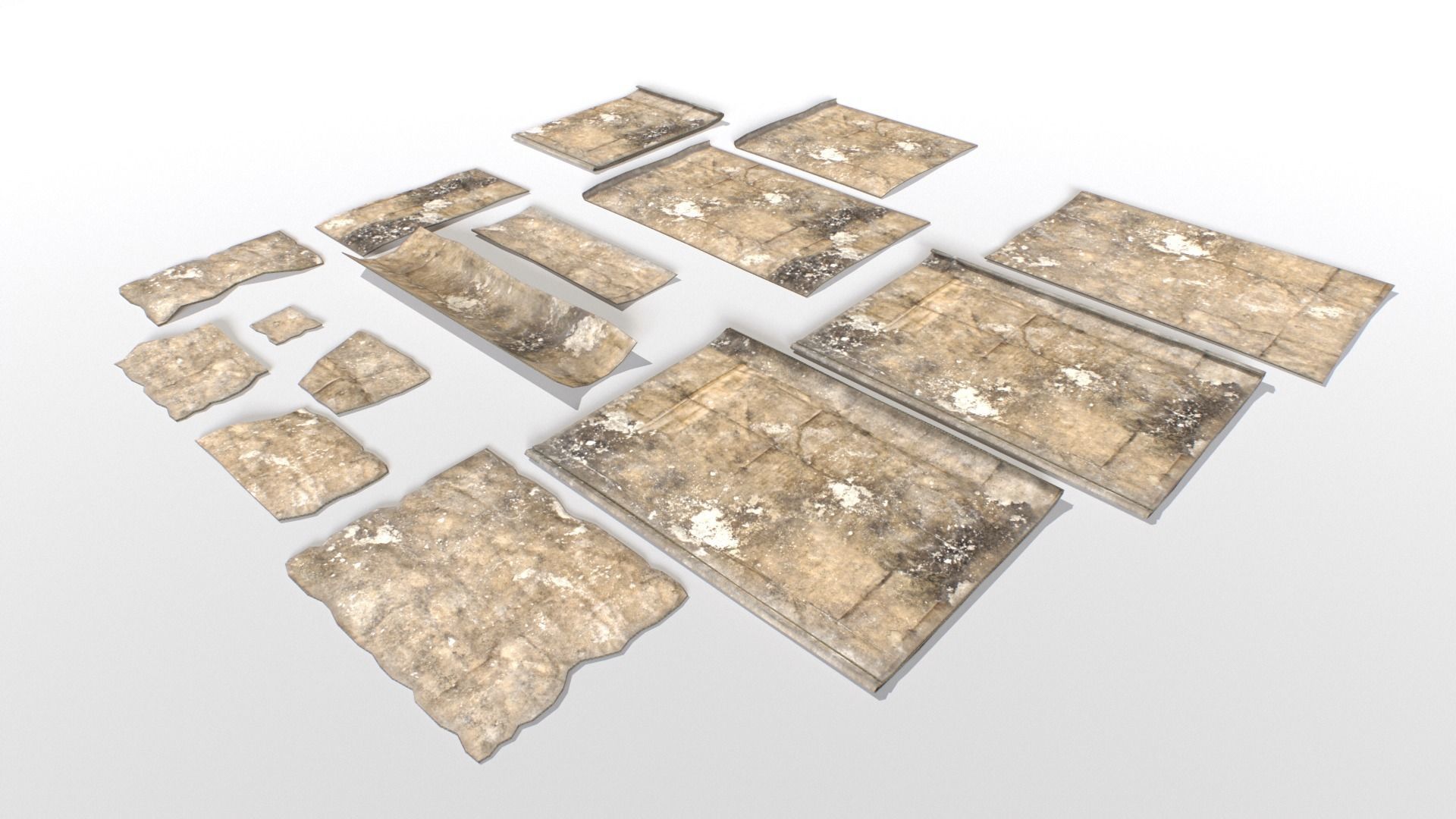 Old Cardboard Pieces Low-poly 3D model_3
