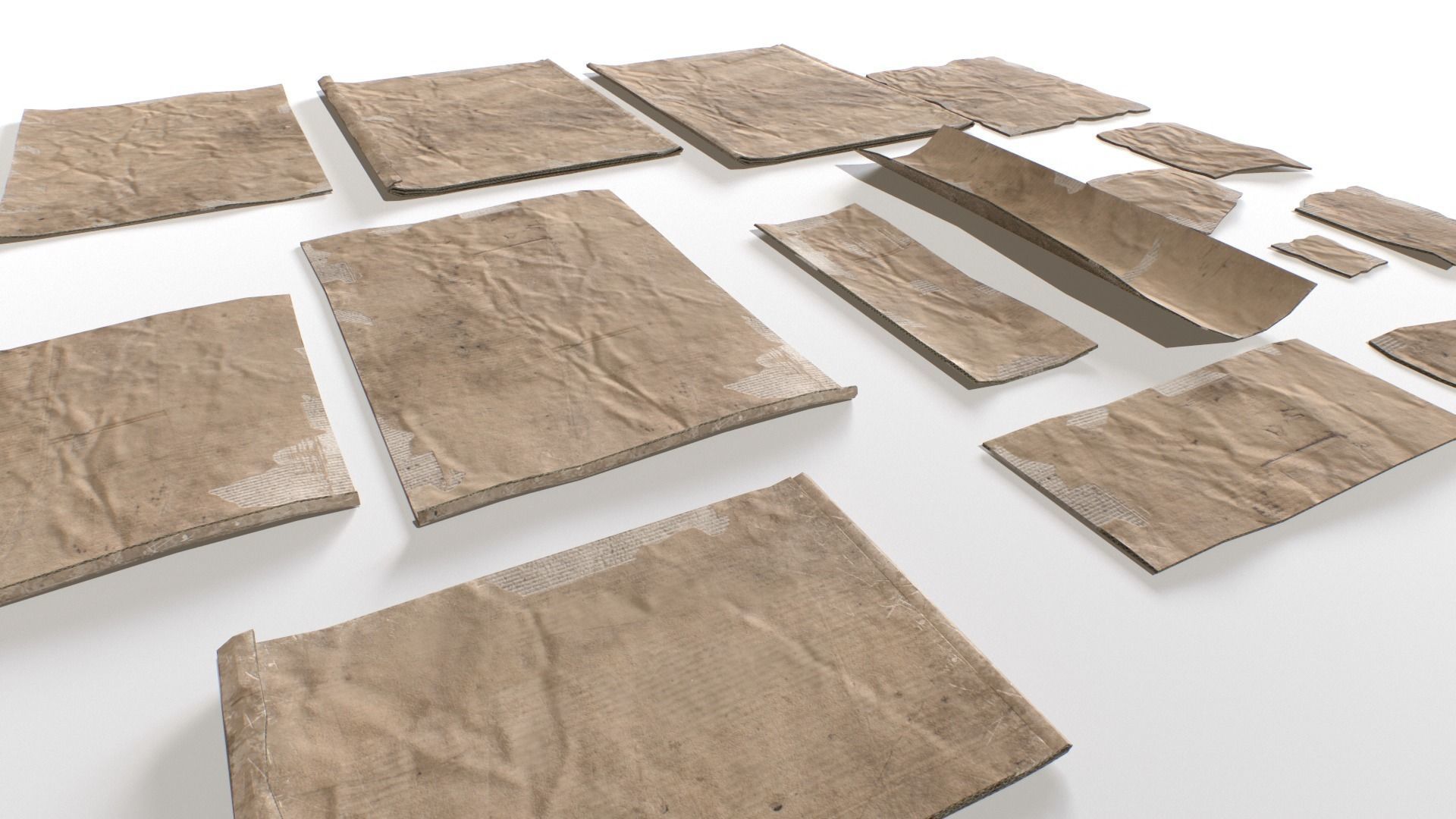 Old Cardboard Pieces Low-poly 3D model_4