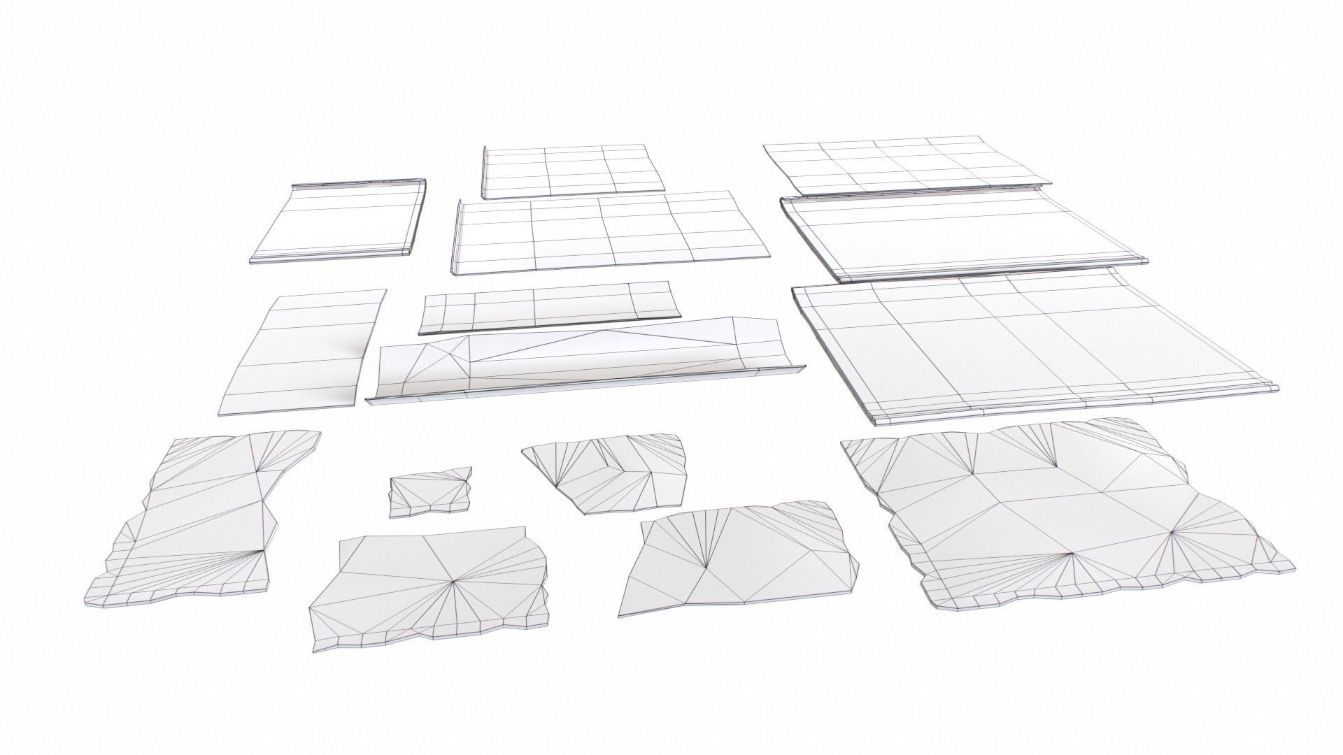 Old Cardboard Pieces Low-poly 3D model_8