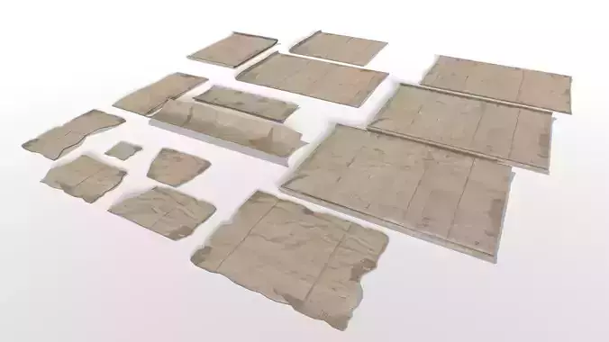 Old Cardboard Pieces Low-poly 3D model