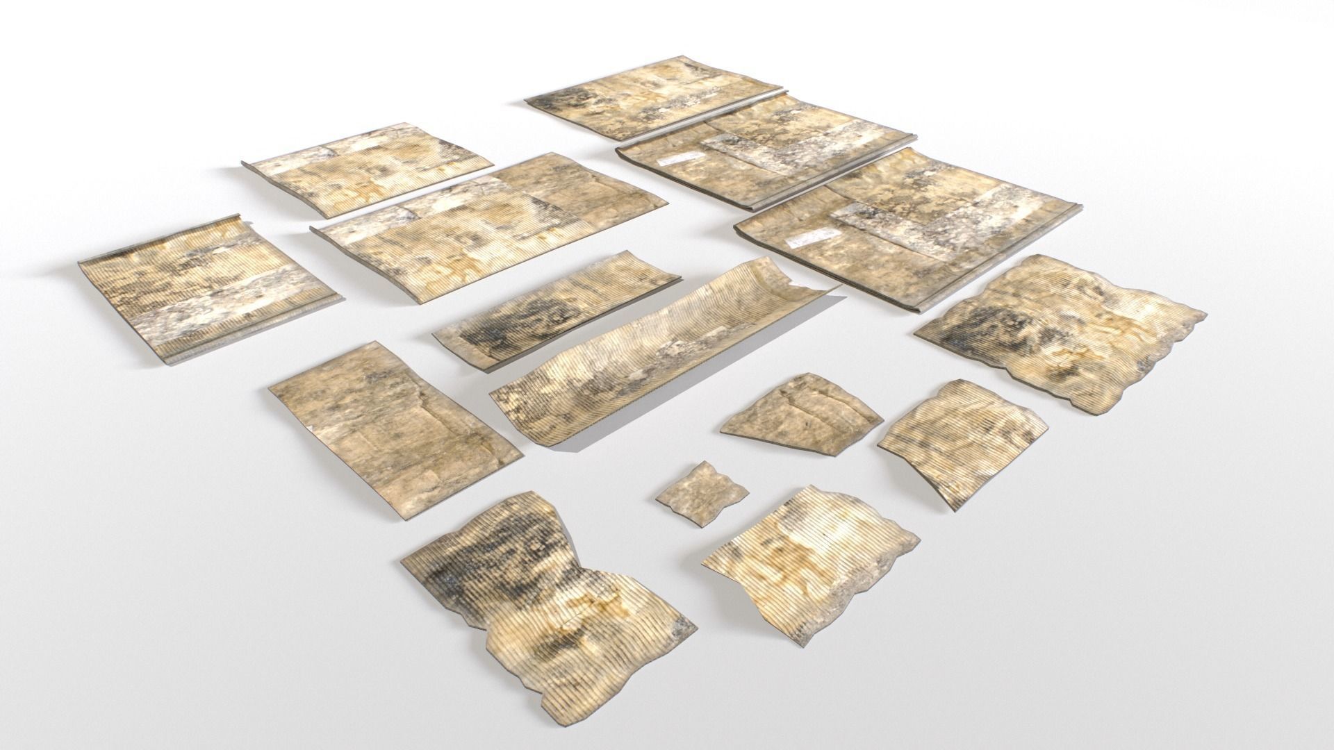 Old Cardboard Pieces Low-poly 3D model_2