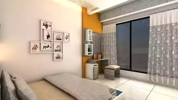 Modern Bedroom interior scene 3D model