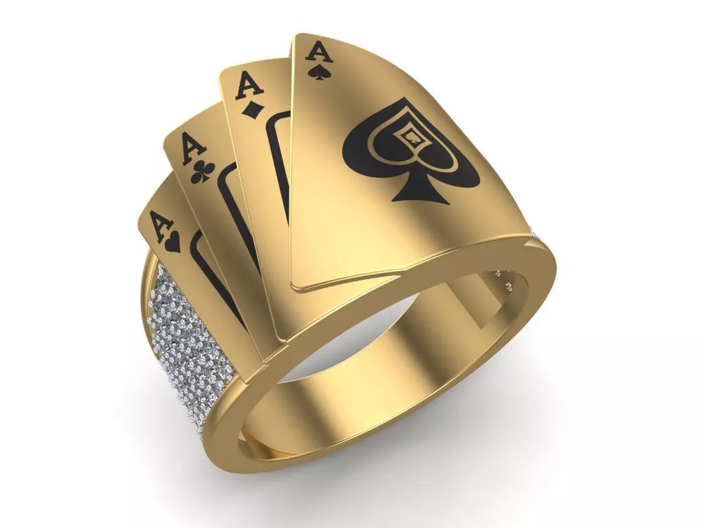 4 Aces Poker - Gold Ring 3D print model