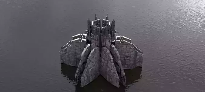 Sci-Fi dark Platforms Floating 4 3D model