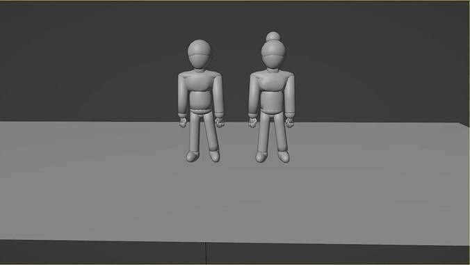 Male and Female models Low-poly 3D model