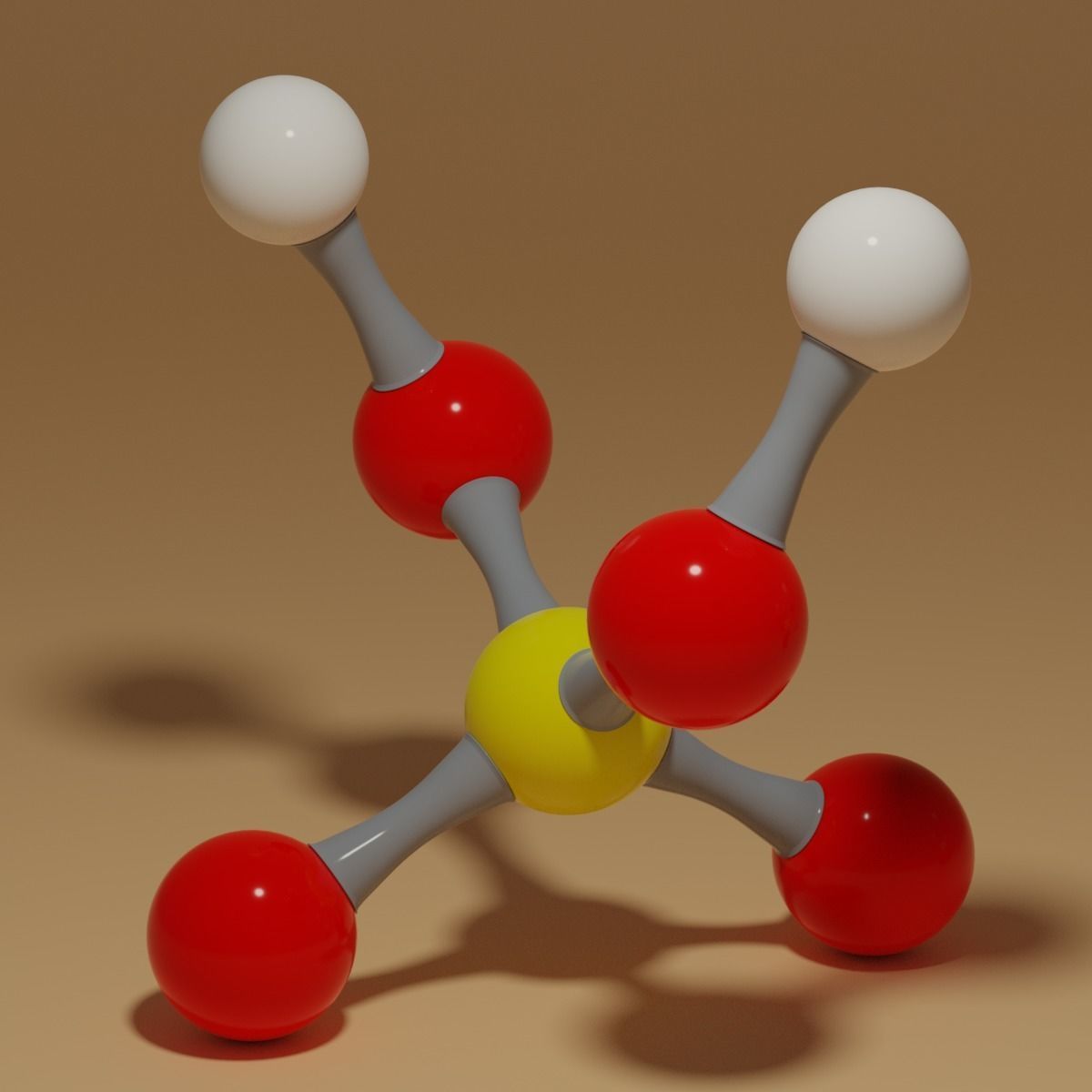 Sulfuric Acid H2SO4 Molecule Low-poly 3D model_5