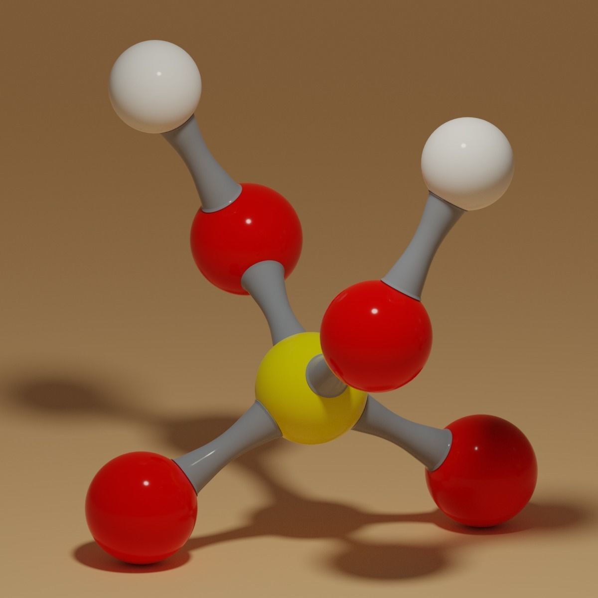 Sulfuric Acid H2SO4 Molecule Low-poly 3D model_4