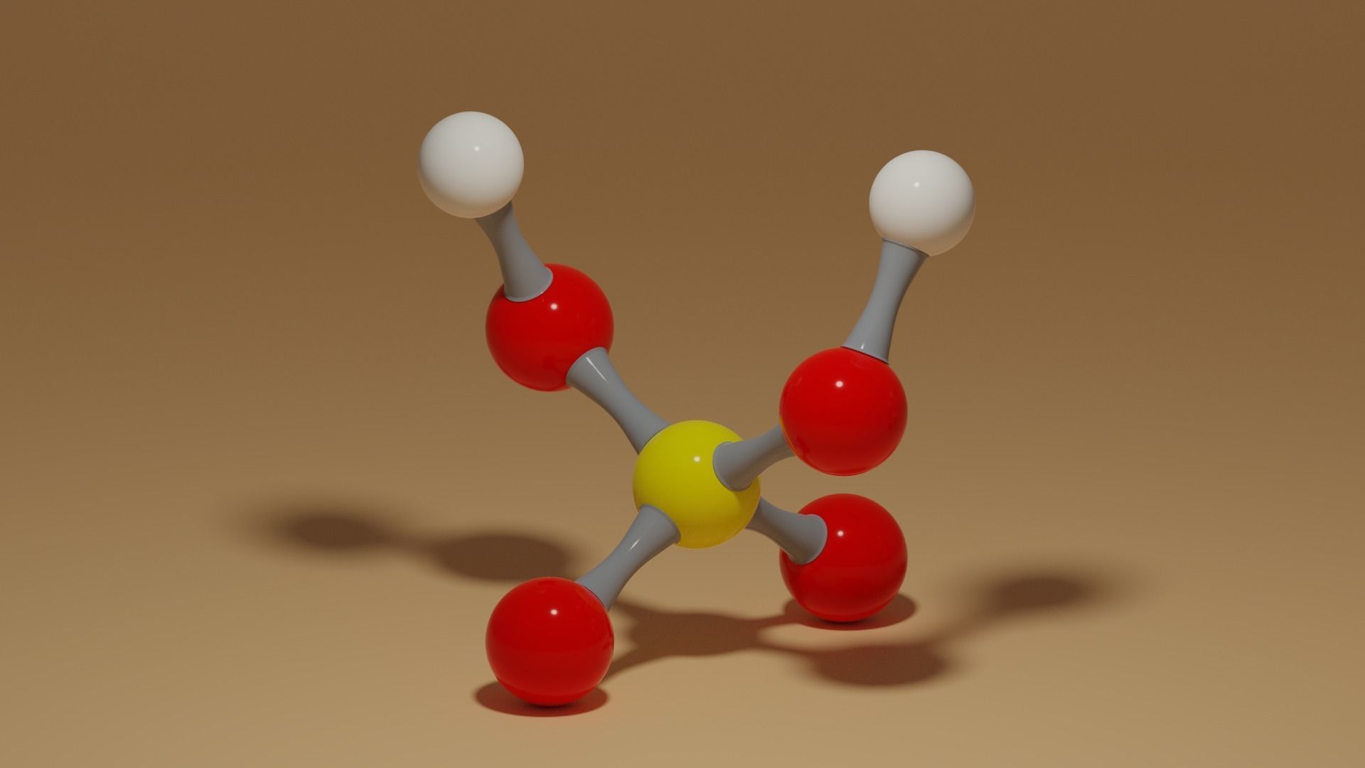 Sulfuric Acid H2SO4 Molecule Low-poly 3D model_2