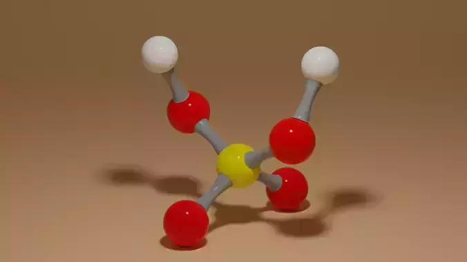 Sulfuric Acid H2SO4 Molecule Low-poly 3D model