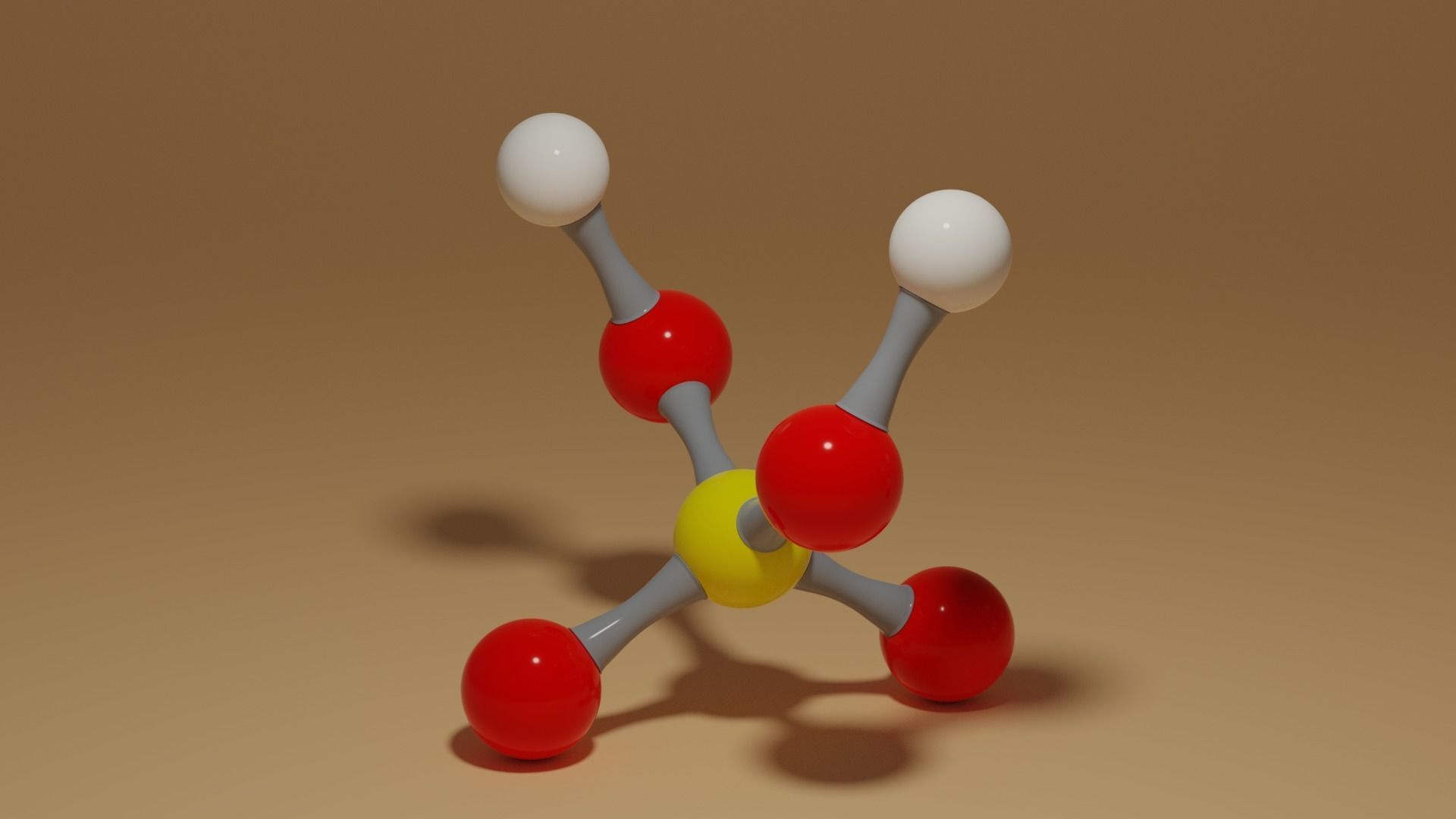 Sulfuric Acid H2SO4 Molecule Low-poly 3D model_1