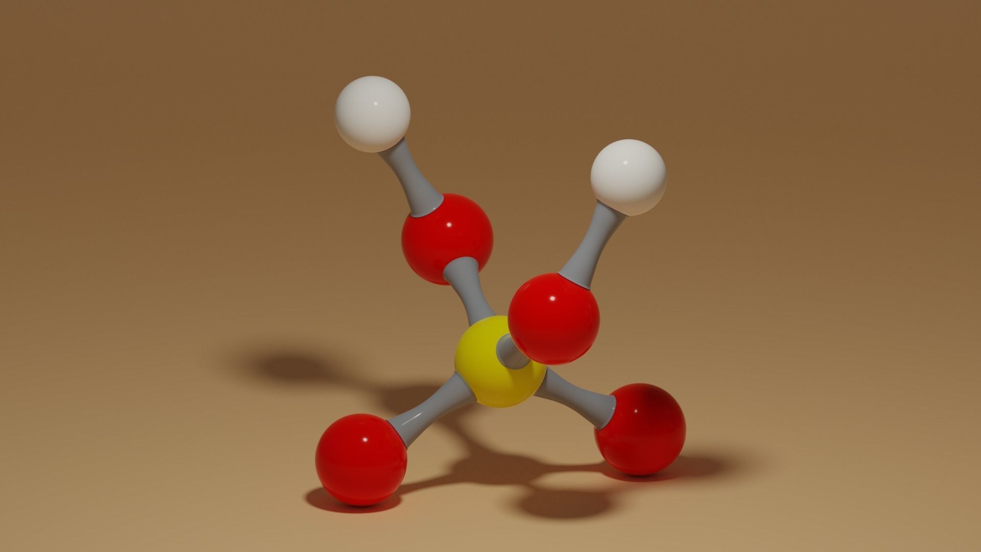 Sulfuric Acid H2SO4 Molecule Low-poly 3D model_3