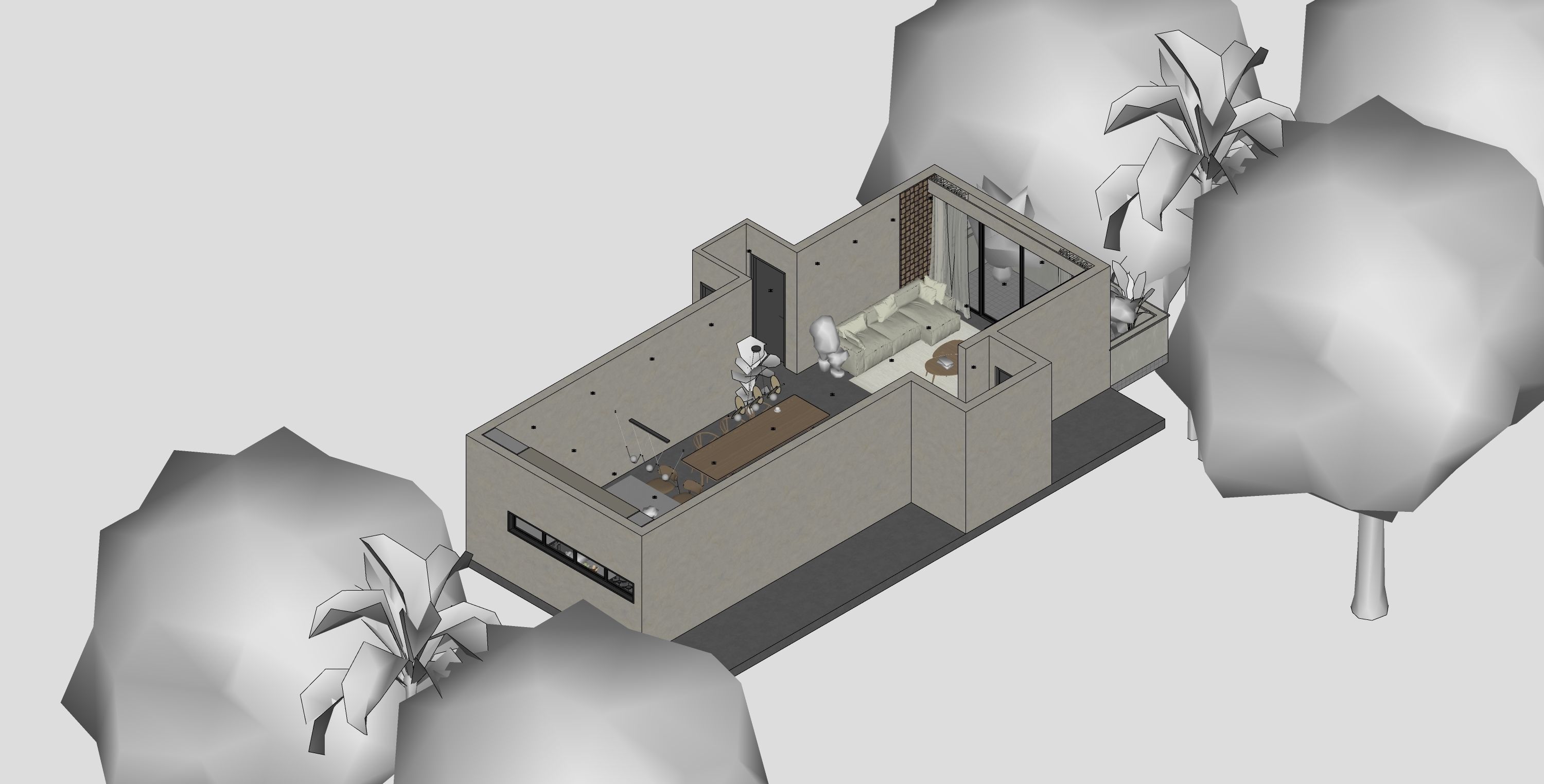 APARTMENT 001 LIVING DINING KITCHEN 3D MODEL AND SCENE 3D model_16