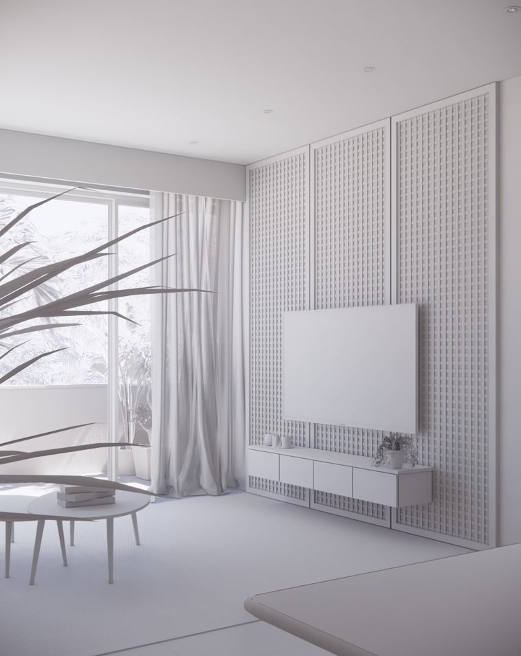 APARTMENT 001 LIVING DINING KITCHEN 3D MODEL AND SCENE 3D model_9