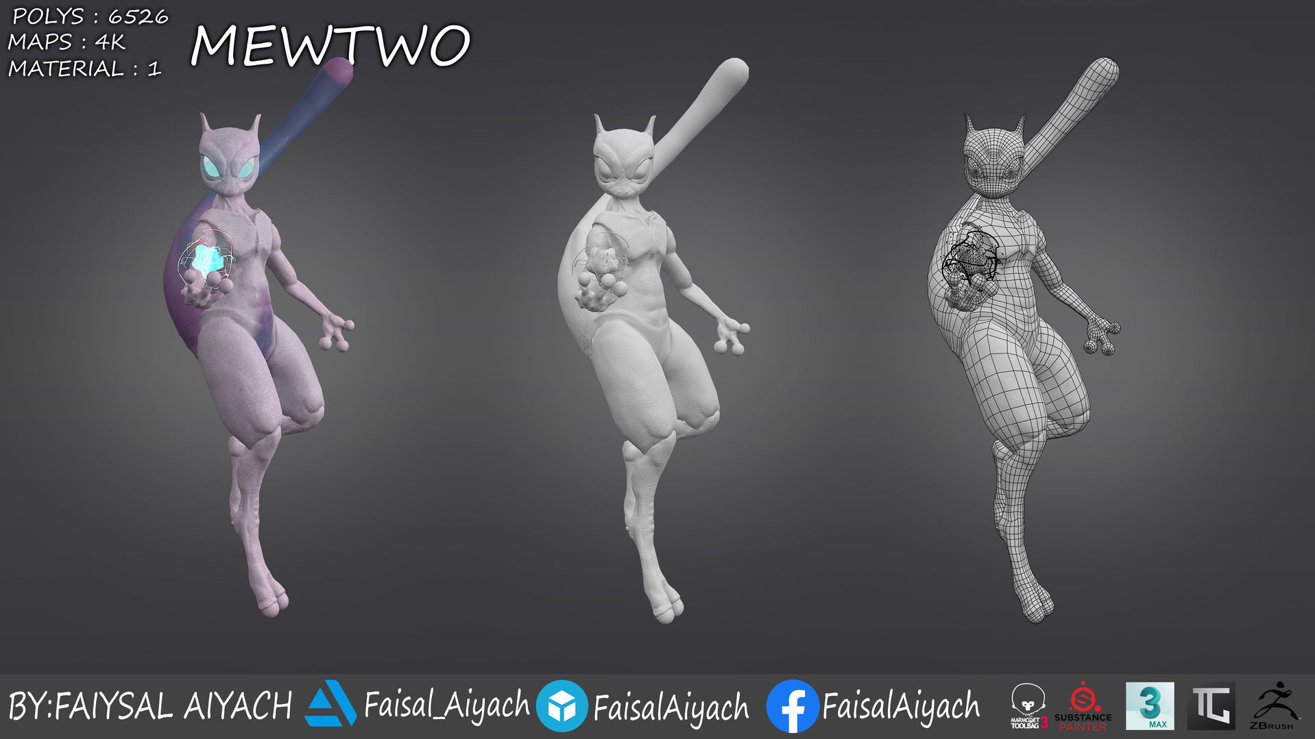 pokemon mewtwo Low-poly 3D model_7