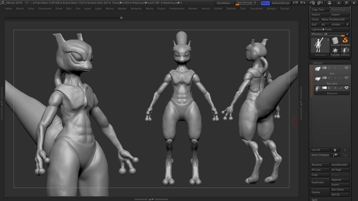 pokemon mewtwo Low-poly 3D model_11
