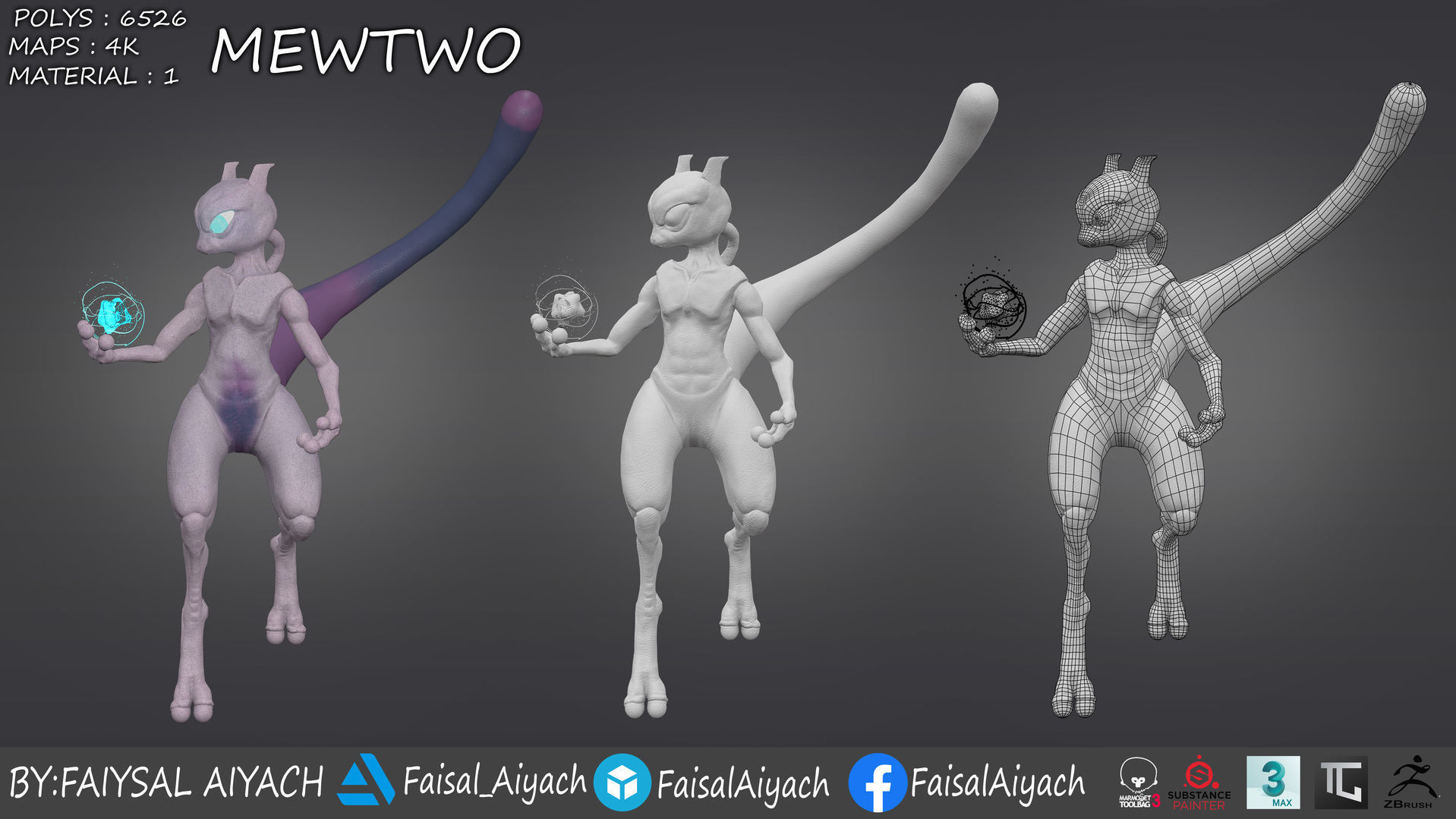 pokemon mewtwo Low-poly 3D model_5