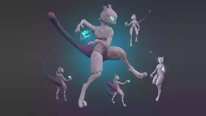 pokemon mewtwo Low-poly 3D model