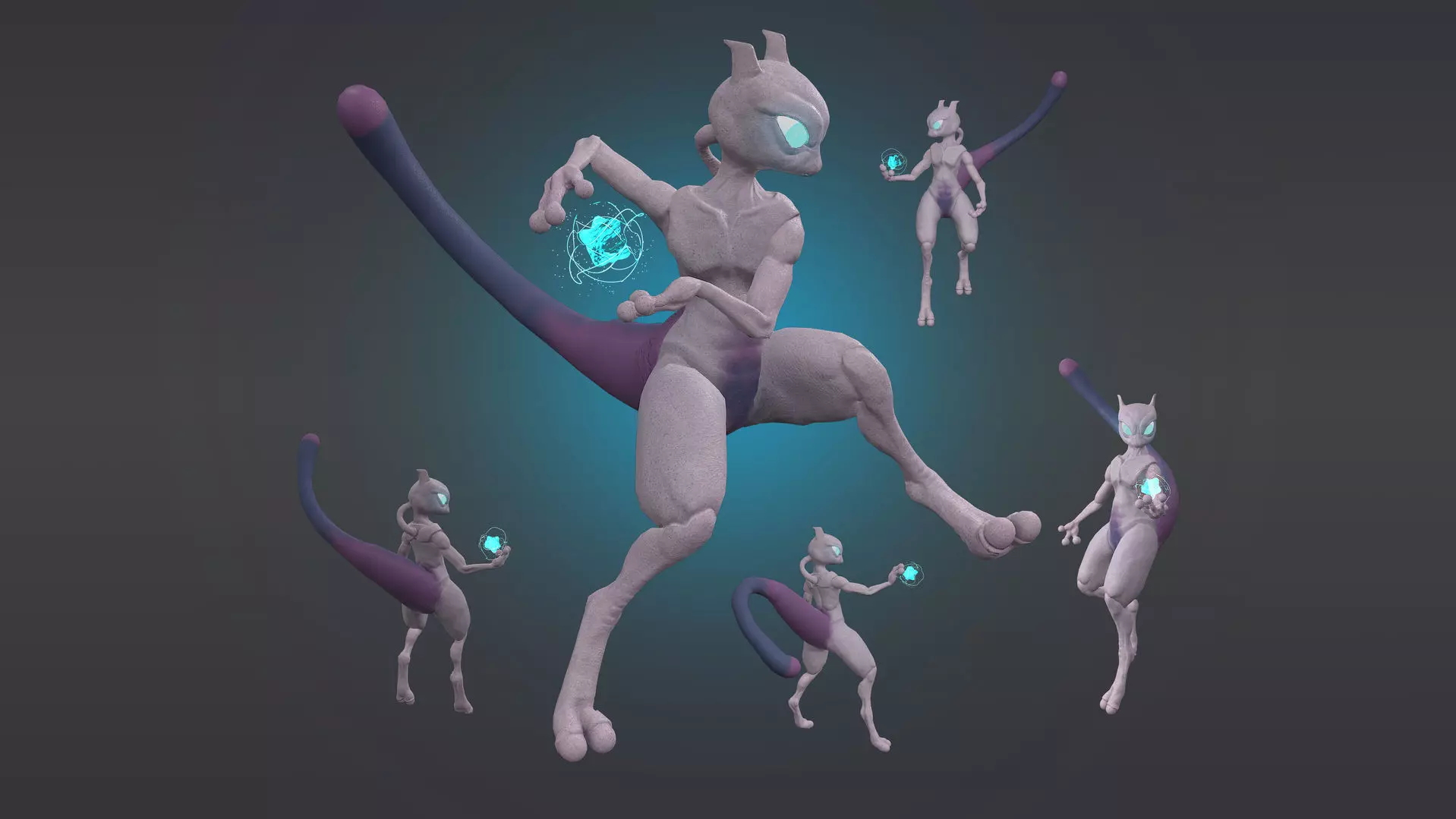 pokemon mewtwo Low-poly 3D model_0