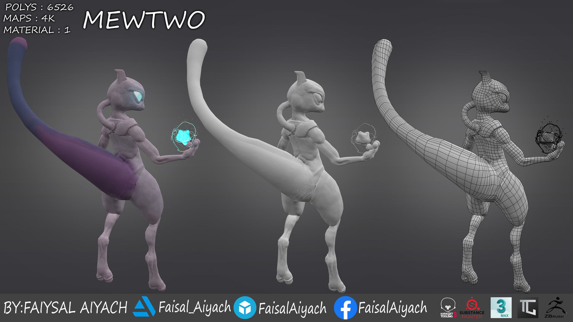 pokemon mewtwo Low-poly 3D model_6