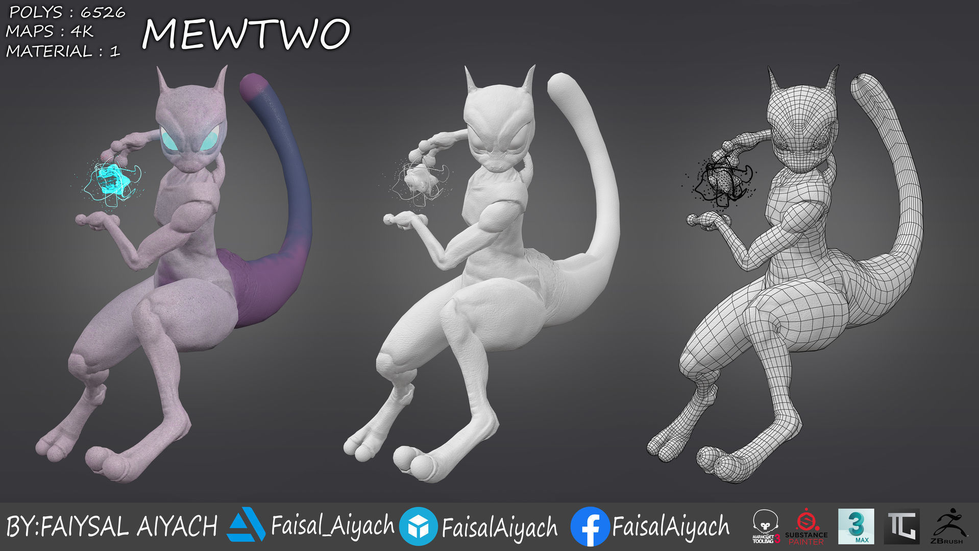 pokemon mewtwo Low-poly 3D model_8