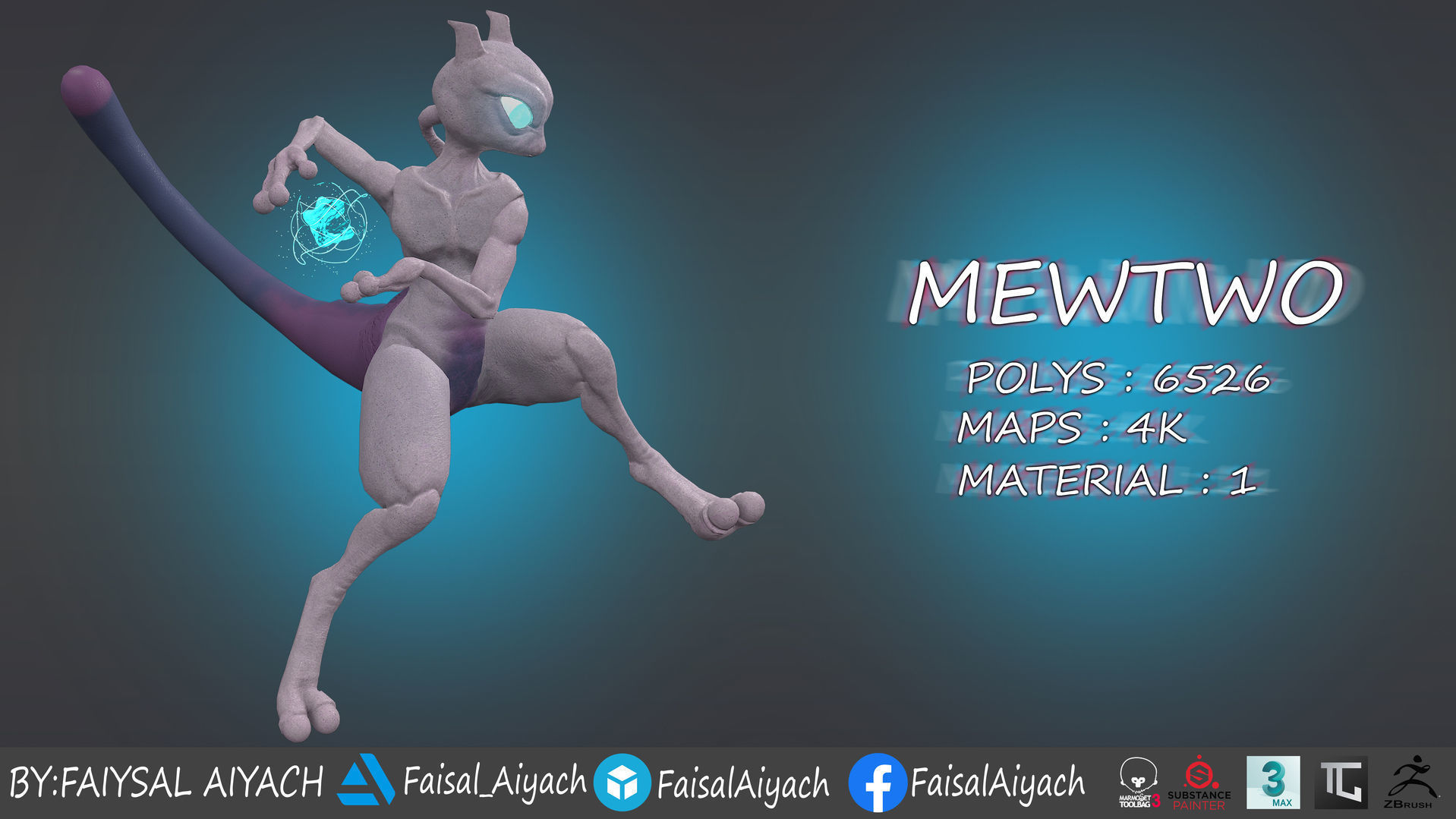 pokemon mewtwo Low-poly 3D model_3