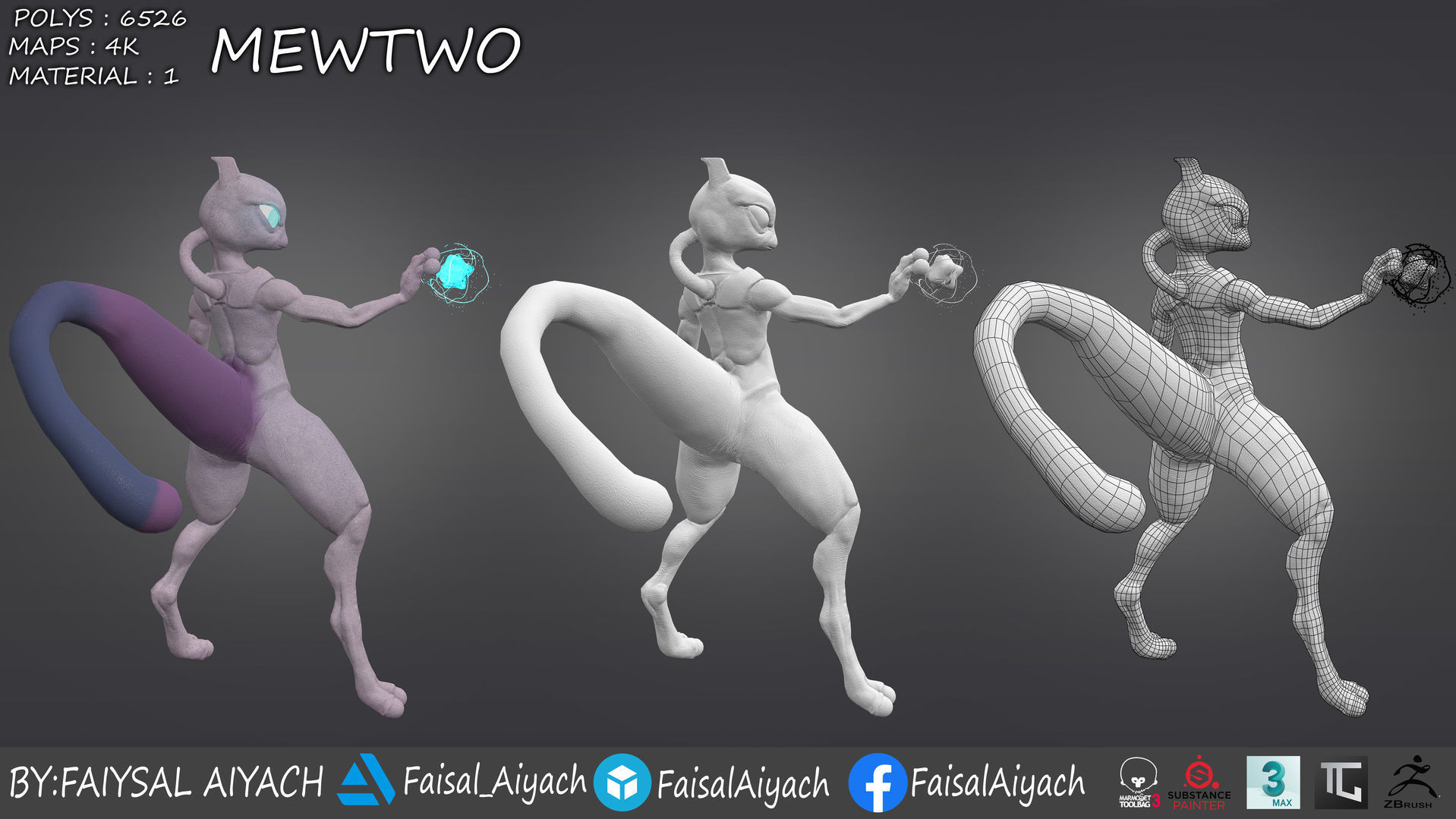 pokemon mewtwo Low-poly 3D model_4