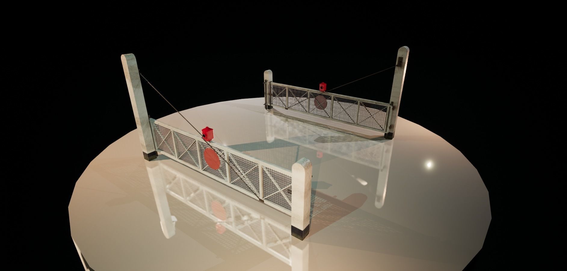 Rail Gate  train station crossing gate Low-poly 3D model_8