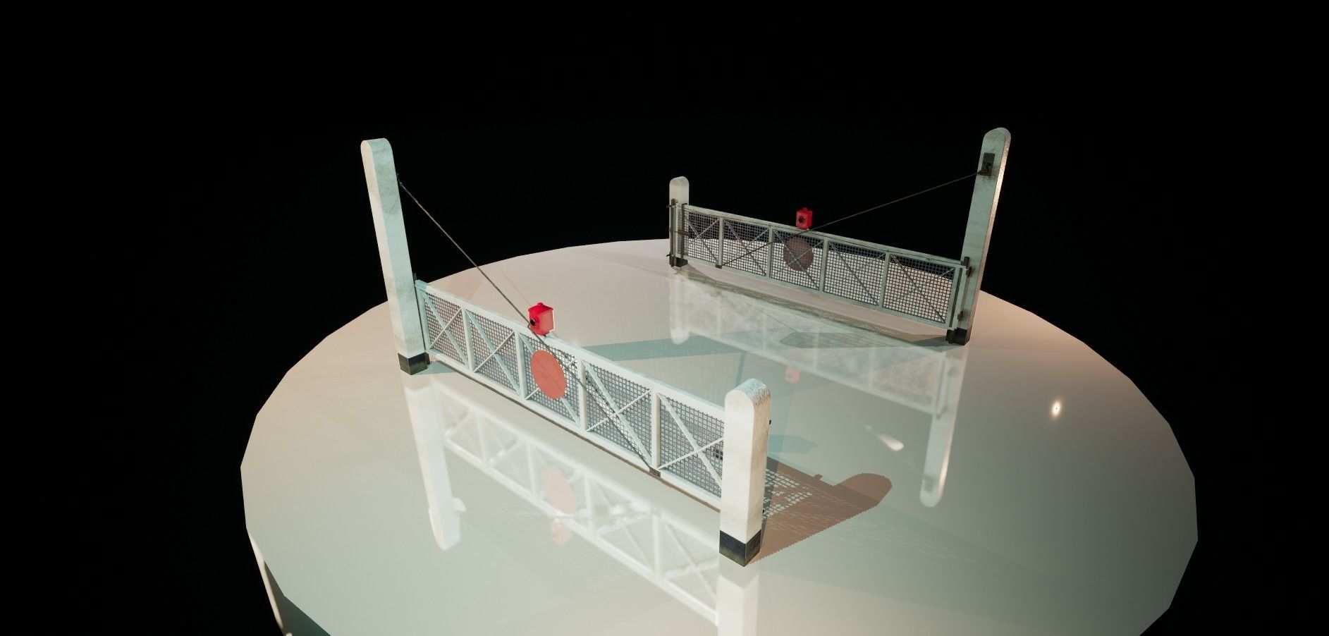 Rail Gate  train station crossing gate Low-poly 3D model_7