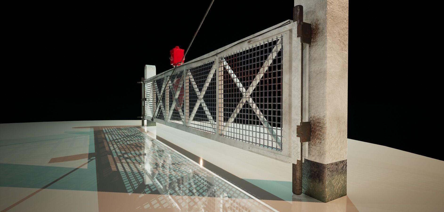 Rail Gate  train station crossing gate Low-poly 3D model_4