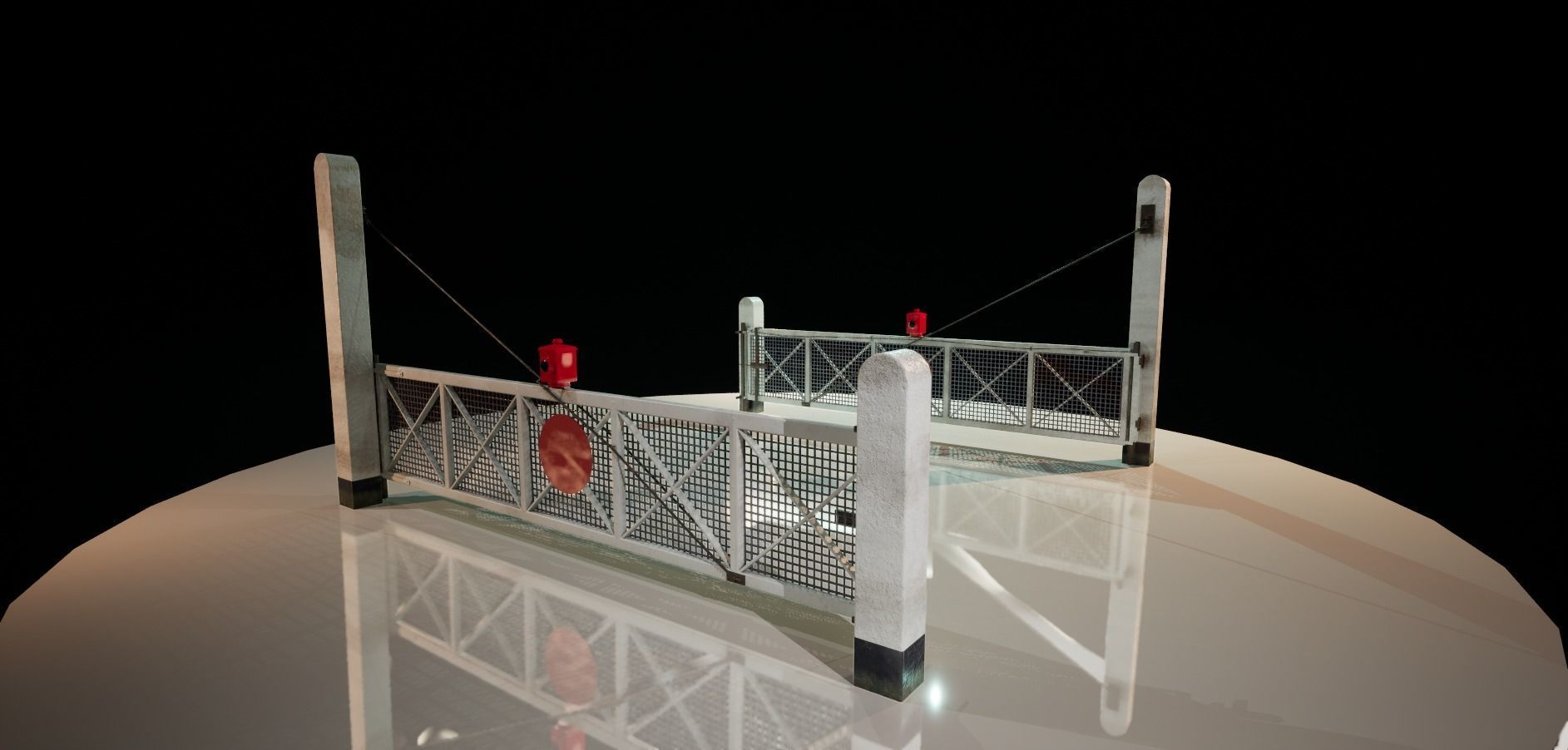 Rail Gate  train station crossing gate Low-poly 3D model_1